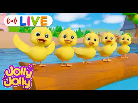 LIVE🔴Five little ducks, Bingo, Three little kittens + More | Jolly Jolly & Animals - Best Kids Songs