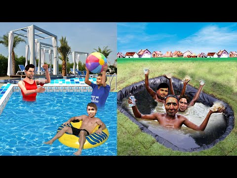 5 Star Luxury Hotel Swimming Pool Vs Village Swimming Pool Hindi Kahani Moral Stories Comedy Video