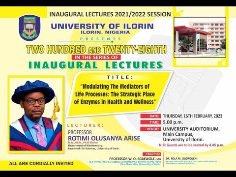 Unilorin 228th  Inaugural Lecture by Prof. R.O. Arise | Modulating the Mediators of Life Processes