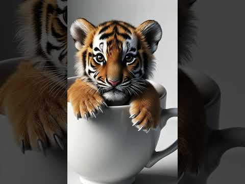 Adorable Tiger Cub in a Teacup – Cutest Moment Captured!  #cute #tinypets