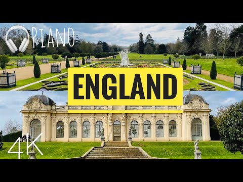 Wrest Park, England. Classical Piano music. 4K Virtual tour/walk. National trust. Estate & Gardens.