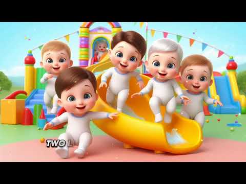 Five Little Babies Sliding Down the Slide | Fun Baby Song | Slide and Play