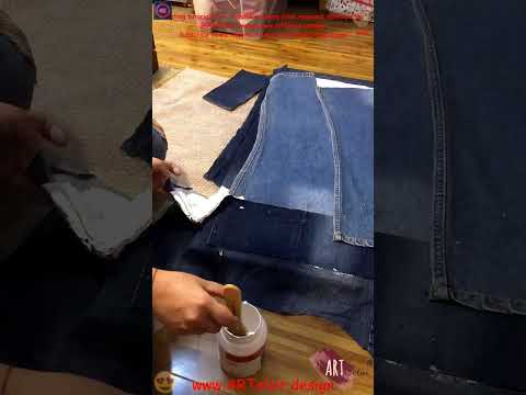 Painting tutorial - How to make a canvas from recycled denim pieces @ARTelier Design