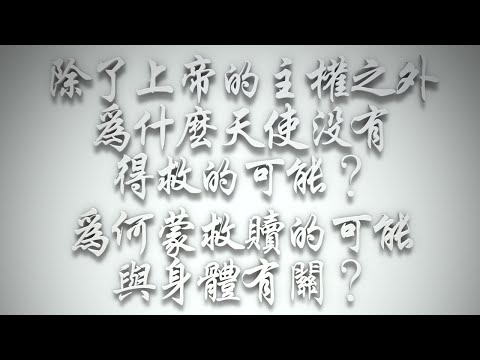 ＃除了上帝的主權之外，為什麼天使沒有得救的可能❓為何蒙救贖的可能與身體有關❓（希伯來書要理問答 第488問）