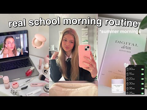 SUMMER SCHOOL MORNING ROUTINE + my natural summer makeup routine 🌴🥥