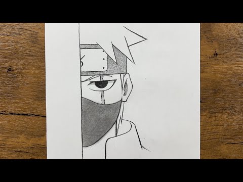 Easy Kakashi drawing for beginners | How to draw Kakashi half face easy step-by-step