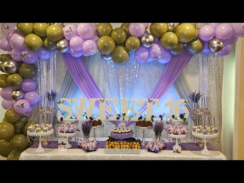 Sweet 16 Theme w/Balloon Garland & Sweet 16 Table Sign