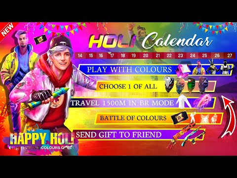 Free Fire Holi Event All Free Rewards Confirm ✅🥳| Fire New Event | Ff New Event | Ff new event today