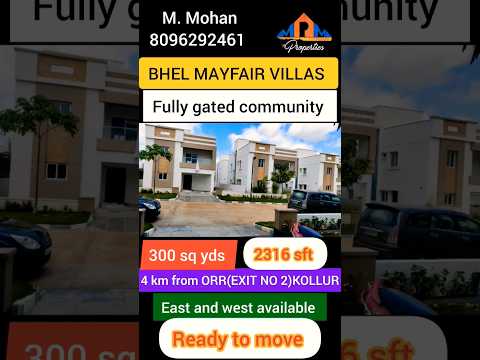 ✅BHEL MAYFAIR VILLAS @KOLLUR📌 EXIT NO 2💯 #hyderabad #property #hmda #house #gated #home #realestate