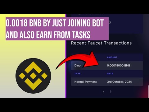 Earn Free 0.0018 BNB By Just Joining This Telegram Bot | Also Earn From Tasks