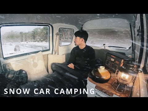 SNOW CAR CAMPING: Staying in a Car in the Freezing Snowy Mountains. Salmon with foil| Renting a car