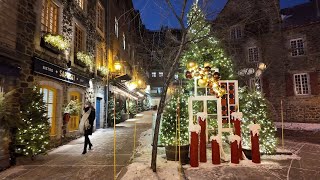 Winter Christmas Walk in Old Quebec City ❄️ Christmas at Petit Champlain and Place Royale