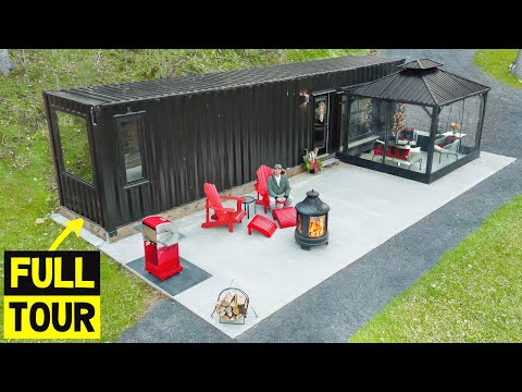 40ft TINY SHIPPING CONTAINER HOME AIRBNB w/ Wood Fired Hot Tub & Sauna