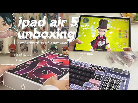 🎀 ipad air 5 aesthetic unboxing (pink) - genshin graphics, accessories, digital notes + snacks