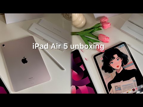 ipad air 5 (pink) unboxing 🎀| apple pencil gen 2| camera and set up 📸🌟 aesthetic unboxing #ipad