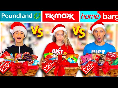 Who can BUY and MAKE the best CHRISTMAS FOOD HAMPER? 🎁 Poundland TK Maxx Home Bargains