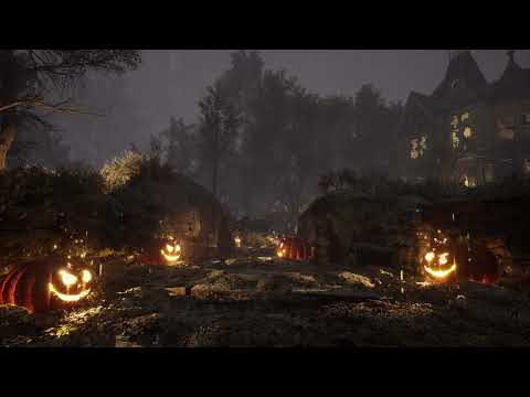 Spooky Halloween Ambience On Rainy Night | Haunted House And Thunder & Rain Sounds 8 Hours