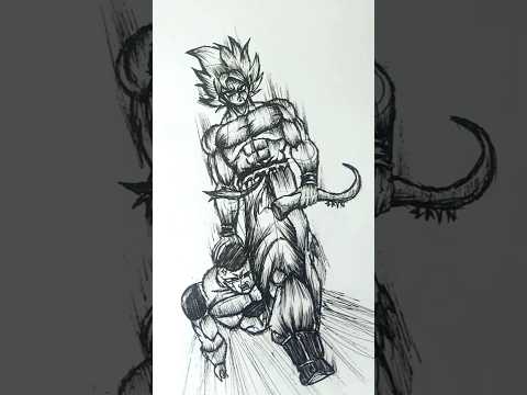 Speed Drawing Stick-man Goku vs Frieza😳//#anime #drawing #shorts