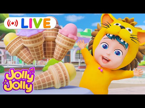 LIVE🔴The Ice Cream Song, Wheels on the bus + MORE | Jolly Jolly & Ice Cream - Best Kids Songs!