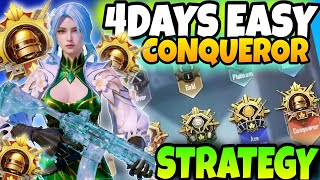 EASIEST CONQUEROR💥 4 DAYS STRATEGY | CONQUEROR RANKPUSH TIPS AND TRICKS