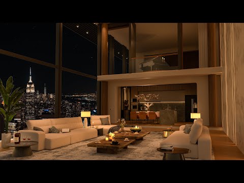 Twilight City Jazz Haven - Relaxing Urban Apartment Atmosphere for Peaceful Nighttime Repose