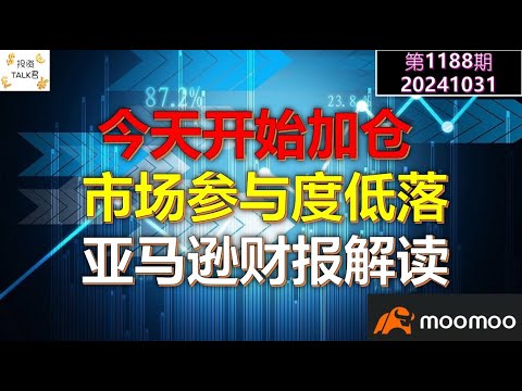 ✨【投资TALK君1188期】今天开始加仓，市场参与度低落！亚马逊财报解读✨20241031#CPI #nvda #美股 #投资 #英伟达 #ai #特斯拉#MOOMOO12周年全球模拟大赛