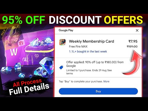 95% Discount Weekly Membership In Free Fire | Free Fire Discount Diamond Top Up | Discount Offers