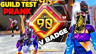 Guild Test Prank With Cute V Badge Girl 🥰 Got Cutest Reactions 😦 - Garena free fire Max