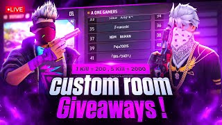 FREE FIRE LIVE CUSTOM ROOM GIVEAWAY | FF LIVE TEAM CODE GIVEAWAY | FF LIVE GIVEAWAY DJ ALOK |FF LIVE