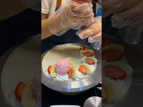 Amazing Cold Ice Cream Crepe - Thai Street Food #shortsvideo