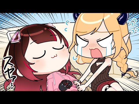 【English subs】Roboco falls asleep while watching horror movies with Choco.【hololive / Clips】