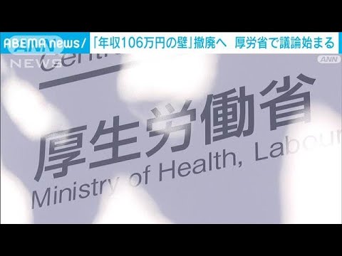 「年収106万円の壁」撤廃へ 　厚生年金加入者の範囲拡大の議論始まる　厚労省(2024年11月15日)