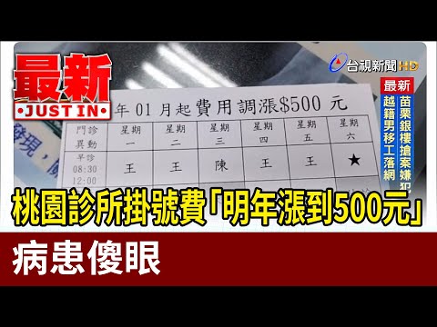 桃園診所掛號費「明年漲到500元」 病患傻眼【最新快訊】