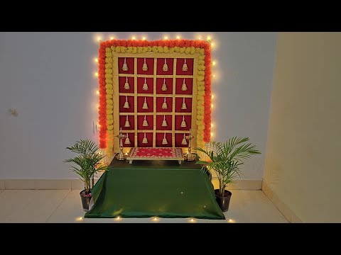 Diwali decoration ideas using cardboard /festival backdrop decor/ Lakshmipujan decoration ideas