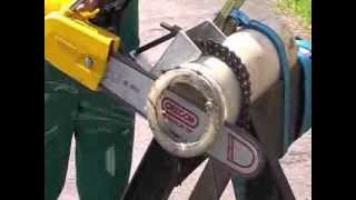 Pneumatic Chain Saw Cutting Plastic Pipe | Air Powered Chainsaw