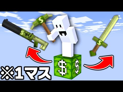 1マスのお金ブロックしかない世界でサバイバル【マインクラフト】