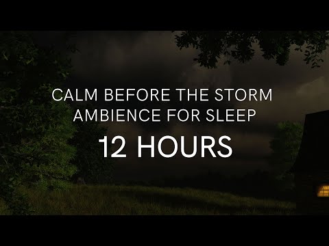 Calm Before the Storm Ambience (SLEEP Version: 12 HOURS) | Distant Thunder | Warm, Balmy & Windy