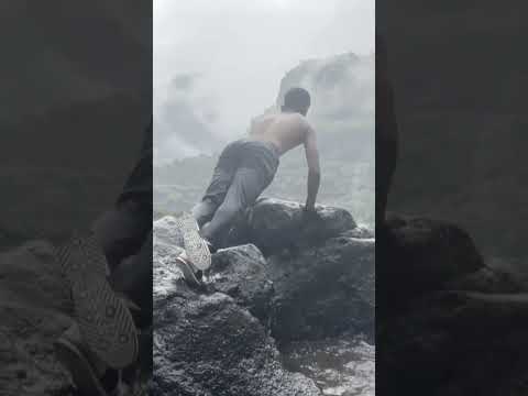 Pushups near waterfall 🔥🖇💪#pushups #ytshorts