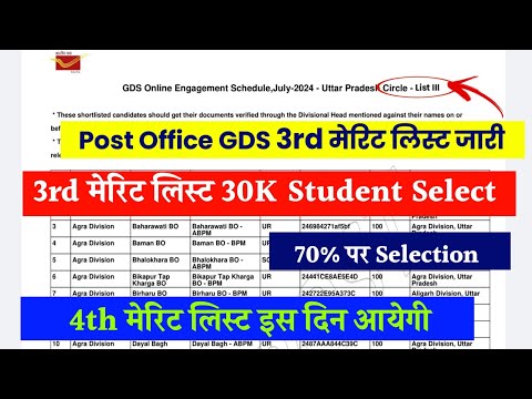 Indian Post Office GDS 3rd Merit list Out check karne How to check GDS 3rd Merit list 2024