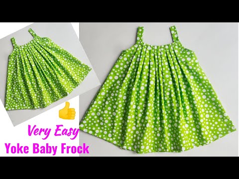 Very Easy Simple Yoke Baby frock cutting and stitching