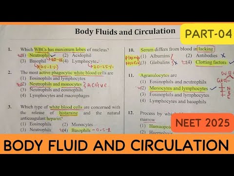 #1 Body fluid and circulation important questions #neet2025 #viralvideo