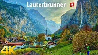 Lauterbrunnen, Switzerland walking tour 4K 60fps - A paradise on Earth