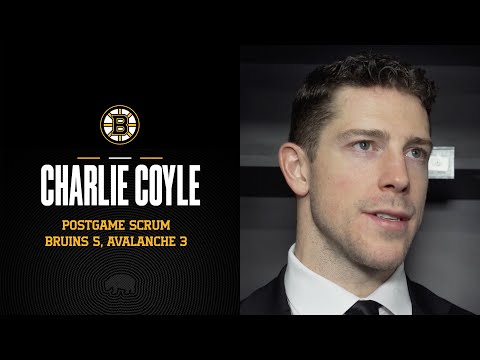 Coyle Reacts After Scoring in Bruins Win Over Colorado