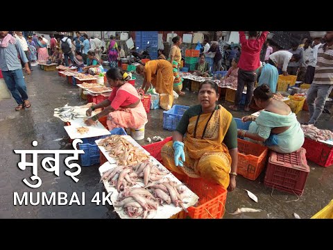 MUMBAI, Malad Fish Market Walking Tour - Indian Fish Market Life Ambience 4K HDR