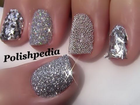 Silver Glitter  Nails