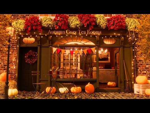 Autumn Cozy Tea Rooms Ambience | Fall Foliage, Autumn Day Sounds, Crunchy Leaves