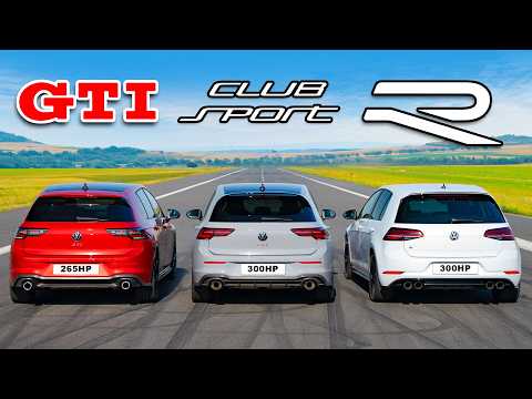 New Golf GTI v Old Golf R v Clubsport: DRAG RACE