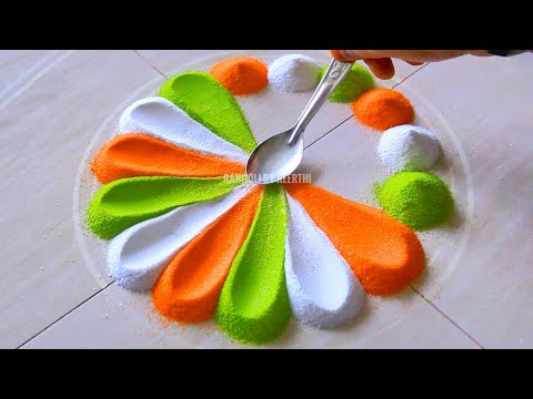 2 Simple Rangoli Designs for Independence Day | Easy Tricolor Patterns!