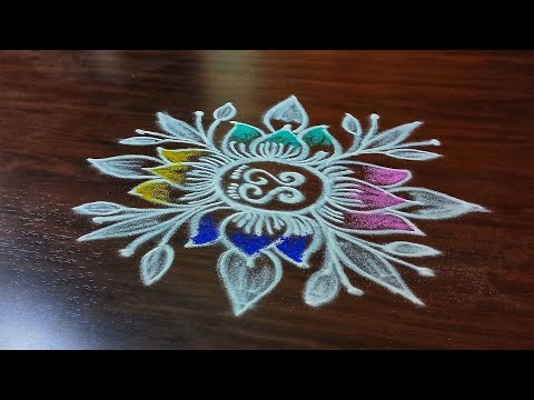 colorful rangoli kolam design 🪷easy muggulu design 🌸rangoli creations by puja ⚘️