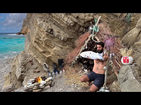 3 DAYS solo survival (NO FOOD, NO WATER, NO SHELTER) Catch and Cook. FISHING, OCTOPUS. Bushcraft